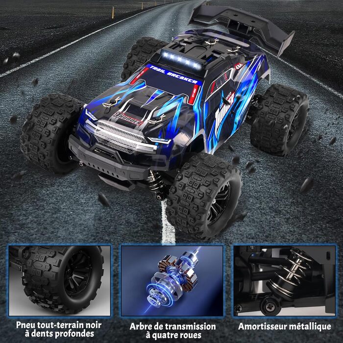 Радіокерований позашляховик 1:18 4WD, 40 км/год, 2.4 GHz, синій - для дітей та дорослих, з двома акумуляторами