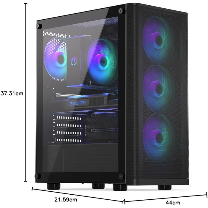 Ігровий корпус ENDORFY Ventum 200 ARGB ATX з 4 ARGB вентиляторами, загартованим склом та mesh-панеллю, компактний форм-фактор, широка сумісність з охолодженням