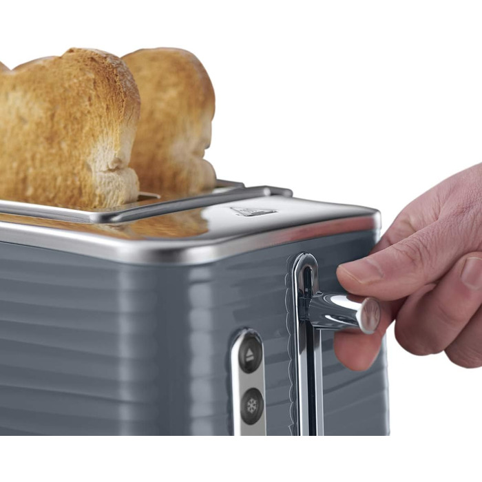 Тостер Russell Hobbs Inspire Grau на 2 тости, з підставкою для булочок, 6 режимів, розморожування та підігрів - 24373-56