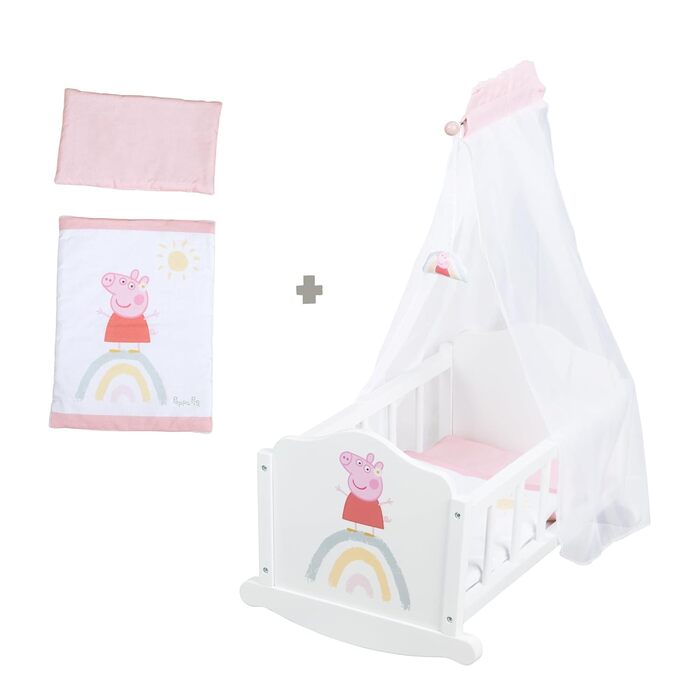 Дитяче ліжко Roba Peppa Pig 70x140 см з постільною білизною