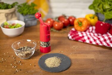 Набір млинків для солі та перцю KUHN RIKON Ratchet Grinder, ручний подрібнювач спецій з регульованим керамічним механізмом (Червоний)