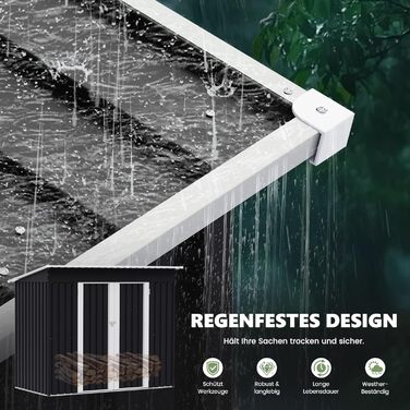 Садовий будинок UDPATIO металевий 4 м³ 228x121x181 см для двору, гараж для велосипедів, оцинкована сталь, двері з замком, темно-сірий