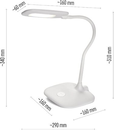 Настільна LED-лампа EMOS STELLA, 6,5 Вт, 400 лм, 4000K, гнучкий корпус, біла