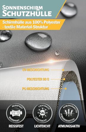 Чохол для парасольки Menz, 2-4 м, 420D Oxford, водонепроникний, UV-стійкий, вітростійкий, для саду (Антрацит, 265x40/70/50 см)