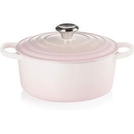 Чавунна каструля Le Creuset Signature з кришкою, 24 см, кругла, 4,2 л, для всіх плит і індукції, рожевий Shell Pink