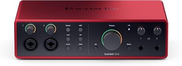 Focusrite Scarlett 4i4 4-го покоління USB Аудіоінтерфейс для гітаристів, вокалістів та музикантів (16 входів/16 виходів) - HiFi студійна якість