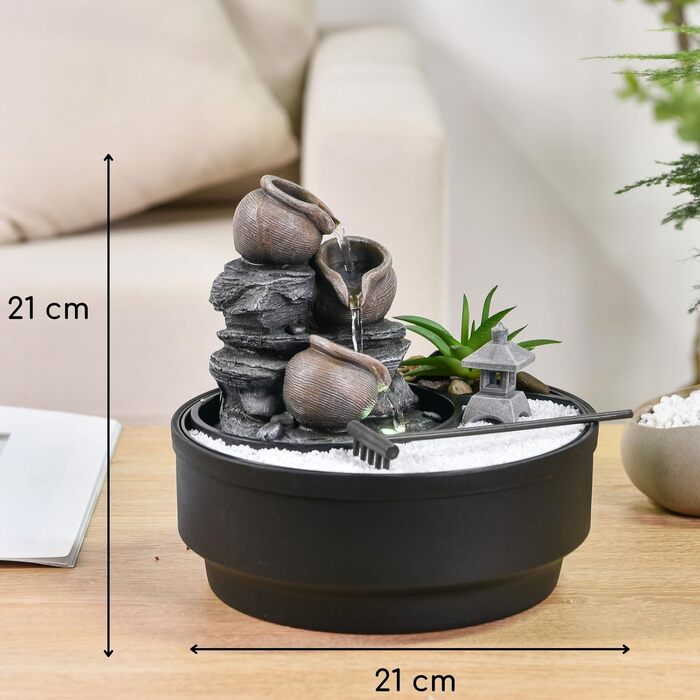 Фонтан для саду Oasis Zen'Light: водоспад, LED-підсвічування, білий пісок, декор для релаксації