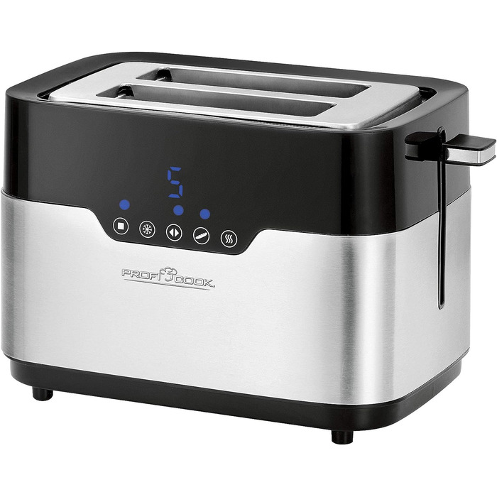 Тостер ProfiCook PC-TA 1170 з сенсорним управлінням, 2 скибки, підігрів булочок, 7 ступенів підсмажування, нержавіюча сталь, чорний