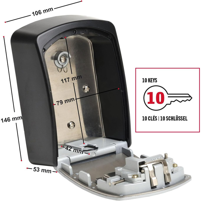 Сейф для ключів Master Lock Extra Large (XL) з настінним кріпленням для вулиці, металевий ключбокс (14.6 x 10.6 x 5.3 см)