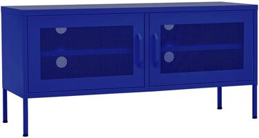 ТВ тумба vidaXL з 2 гратчастими дверцятами, сталева, марин-синя, 105x35x50 см, телевізійна підставка, Hi-Fi шафа