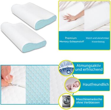 Ергономічна подушка для шиї з ефектом пам'яті Memory Foam для зняття болю та підтримки шийного відділу, Queen