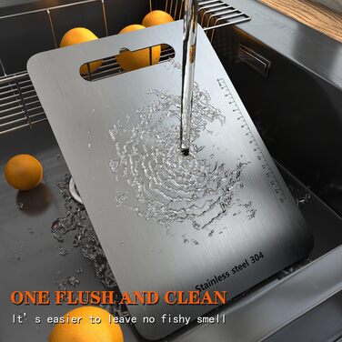 Дошка обробна з нержавіючої сталі 304, 29x20 см - BPA-free, антибактеріальна, для кухні, м'яса, фруктів