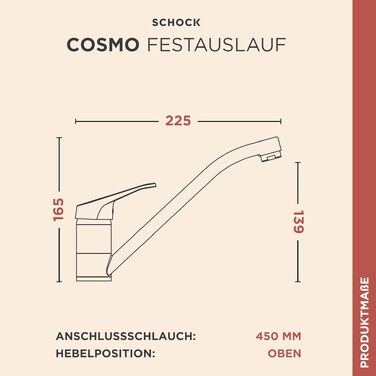 Кухонний змішувач SCHOCK COSMO Asphalt: одноважільний змішувач високого тиску з фіксованим виливом, поворот на 360°, посилений потік води, компактний дизайн