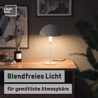Світильник-гриб настільний Lightbox для дому та офісу, LED лампа з вимикачем, метал білий/сріблястий, цоколь E14