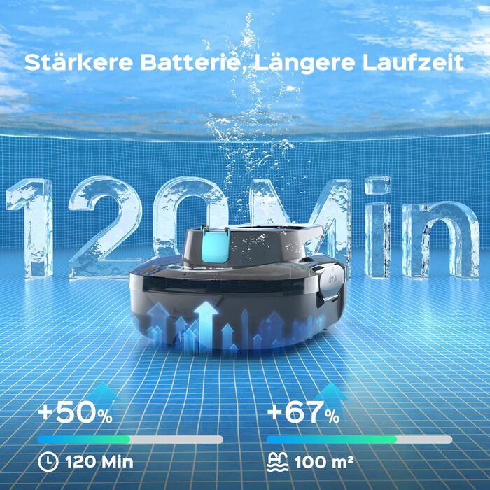 Робот-пилосос для басейну S1PRO 2026: автоматичне очищення, акумулятор, до 100 м², сірий