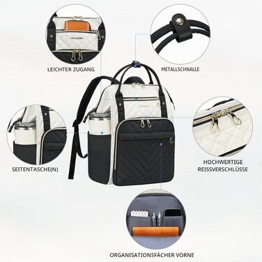 Жіночий рюкзак для ноутбука KROSER 17 дюймів, бізнес-рюкзак для роботи та навчання, бежевий/чорний