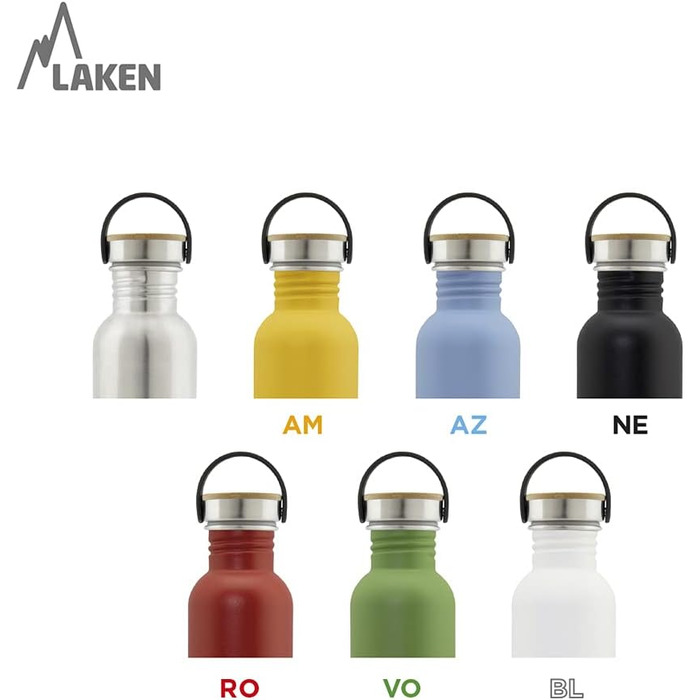 Пляшка для води Laken BSB100 зі гвинтовою кришкою, алюмінієва, срібляста, 1000 мл