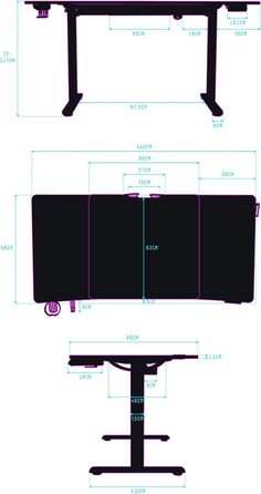 ULTRADESK Стіл для роботи та ігор, регулювання висоти, електричний, 140x68 см, чорний