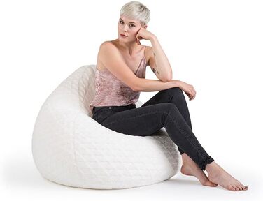 Крісло-мішок Sitting Point FLUFFY HEARTS XL 220 л, білий, 110x90 см