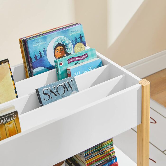 SoBuy KMB35-W дитяча книжкова полиця з відсіками для зберігання, іграшкова та книжкова стійка, біла, 85x45x42 см