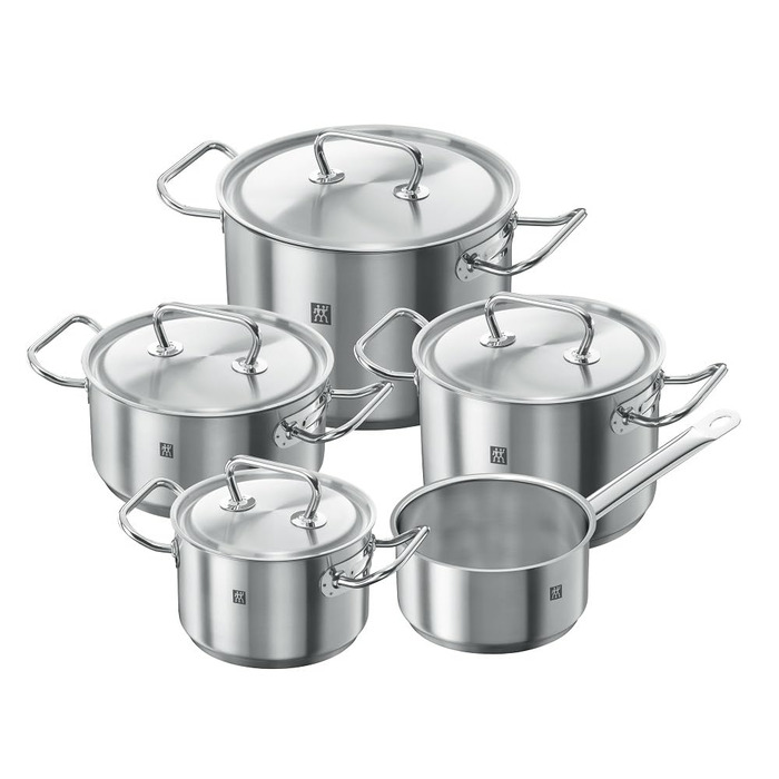 Набір каструль ZWILLING Twin Classic 5-ти частинний, з кришкою, для індукційних плит, не покритий, з нержавіючої сталі, срібний