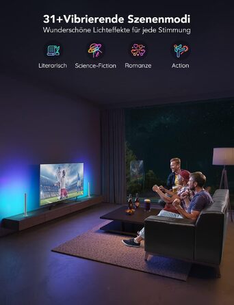 Розумна підсвітка для телевізора Govee RGBIC LED TV Lightbars з подвійними світлодіодами, для ТВ 45-70 дюймів, білий