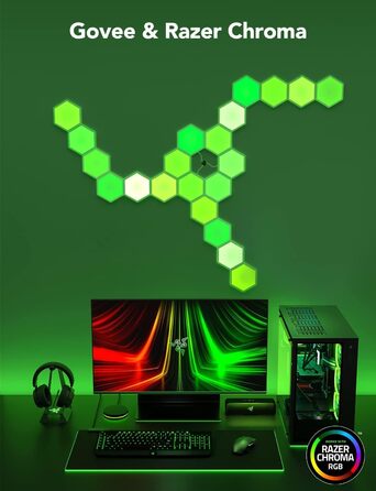 Світлодіодна панель Govee Glide Hexagon RGBIC 10 шт, розумне підсвічування для стін, Wi-Fi, музична синхронізація, сумісна з Alexa та Google Assistant, декоративне освітлення для геймінгу та кімнати