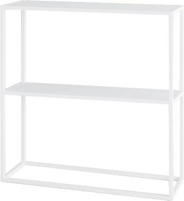 Консольний стіл en.casa Strömstad з полицею, металевий каркас, білий матовий, 80x80x26 см, для коридору, вітальні, спальні та офісу