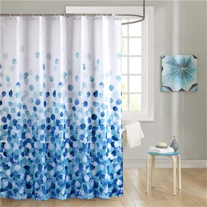 Штора для душу XLabor Blumen Dick 240x200 см, водонепроникна, тканинна, протигрибкова, з 12 кільцями, синя, для ванної кімнати