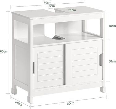 Тумба під умивальник SoBuy FRG128-W, біла, з ніжками, 60x61x30 см – шафа для ванної кімнати