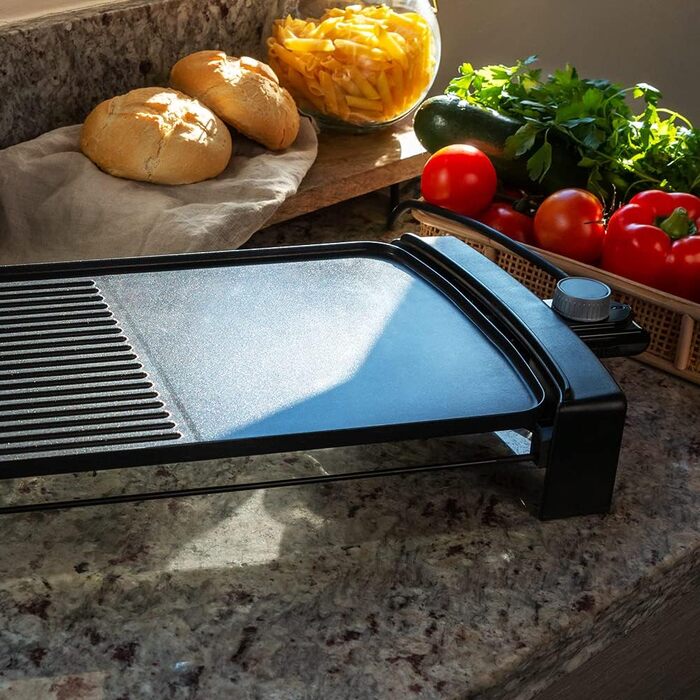 Електричний гриль Cecotec Tasty&Grill 2000 InoxStone, 2150 Вт, антипригарне покриття, регулятор температури, нержавіюча сталь