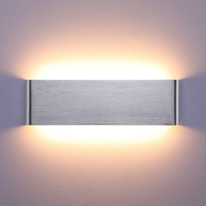 Світильник настінний LED Lightsjoy 16W, сучасний, сріблястий, IP44, тепле біле світло, 30 см, для спальні, коридору, вітальні, сходів