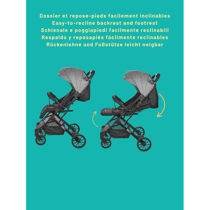 Дитячий прогулянковий візок Nania Myla компактний, до 22 кг, 0-4 роки, легкий (7.5 кг), для міста, з ручним регулюванням спинки до положення лежачи, великий кошик, з сумкою для транспортування