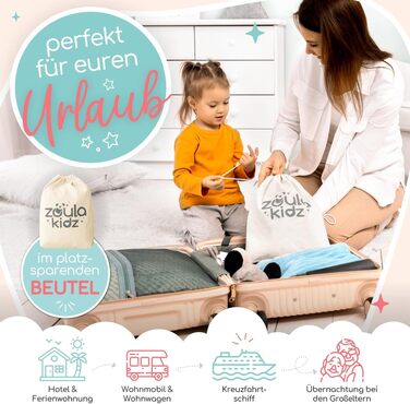 Подушка для годування Zoula Kidz® надувна, портативна (150 см) з бавовняним чохлом OEKO-TEX – для подорожей та дому