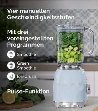 Міксер стаціонарний Smeg BLF03PBEU 1.5 л блакитний 800 Вт, 4 швидкості, автоматичні програми