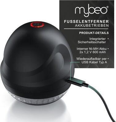 Електричний акумуляторний машинка для видалення катишків Mybeo, USB зарядка, для різних тканин, чорний, з безпечним вимикачем