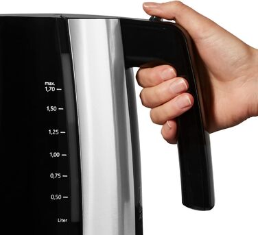 Електрочайник Melitta Look Aqua 1026-02, 1,7 л, 2400 Вт, чорний, з автоматичним вимкненням, захистом від перегріву та прихованим нагрівальним елементом