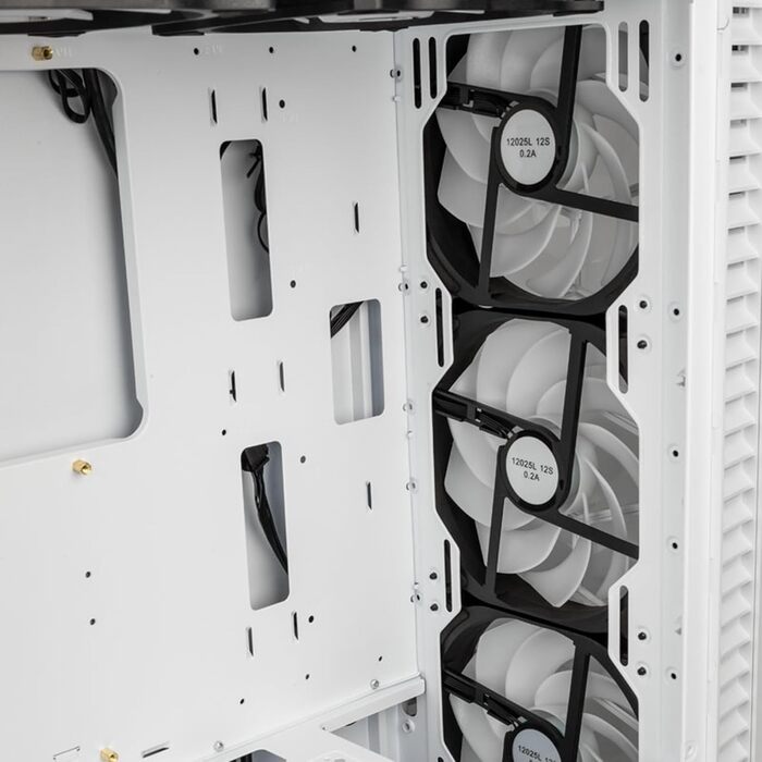Комп'ютерний корпус Kolink Observatory HF, 6 ARGB вентиляторів, скляна передня панель, підтримка ATX, довжина відеокарти до 330 мм, білий, сталевий, середній форм-фактор