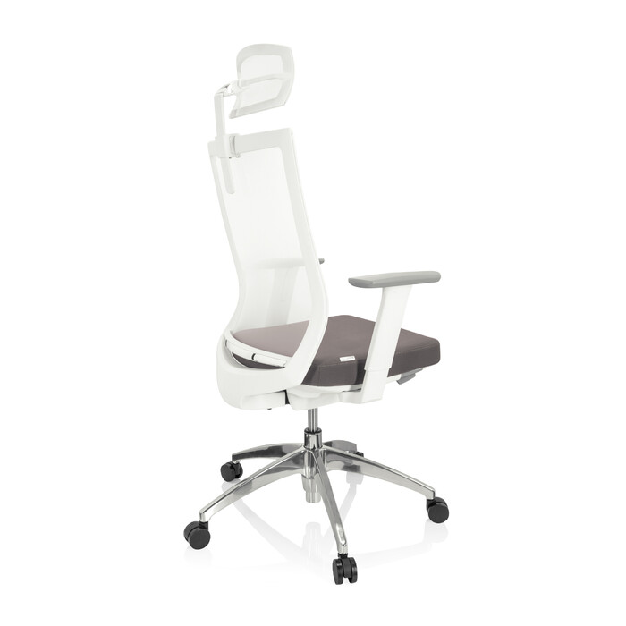 Офісне крісло / Крісло з поворотним механізмом ASPEN WHITE PRO з сітчастою спинкою (прозорий матеріал) / сіре сидіння hjh OFFICE