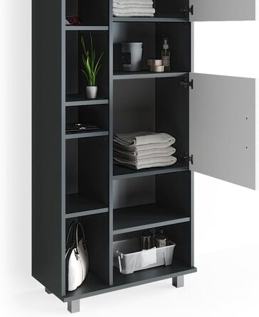 Шафа для ванної Vicco Ilias, білий/антрацит, 60x190 см