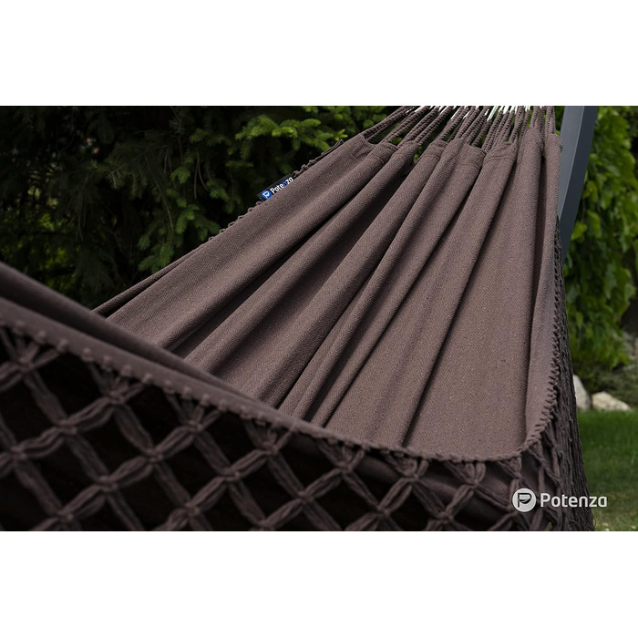 Гамак Potenza Medelin Boho для двох з підставкою, 100% бавовна, подвійний, 230x160 см, витримує до 200 кг, стійка до погодних умов