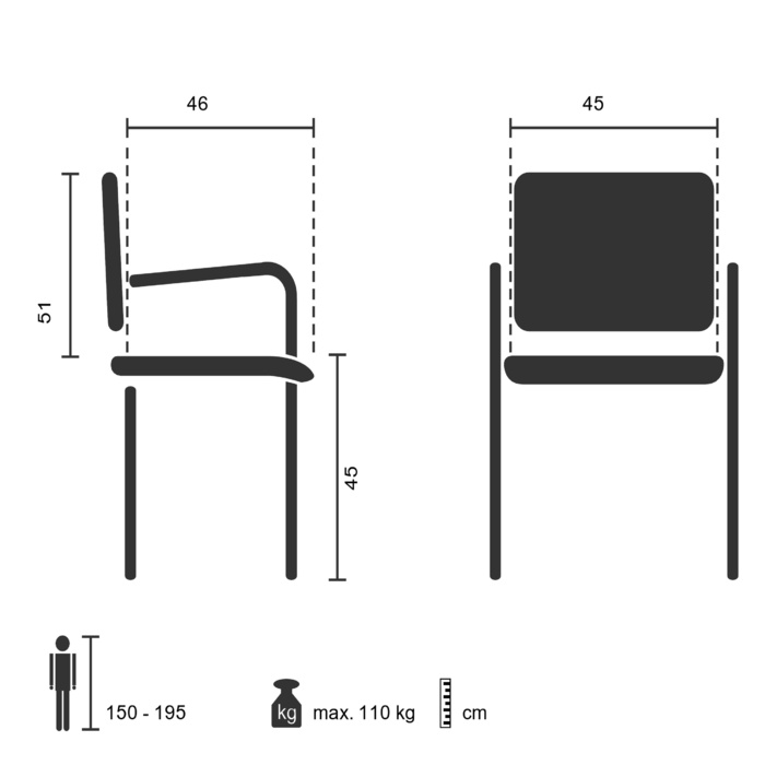 Крісло для конференцій / крісло для полозів / крісло STEEL V PU black hjh OFFICE