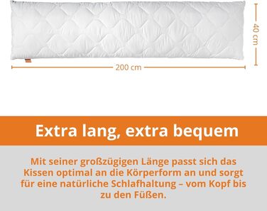 Подушка для сну на боці Body Pillow (40x200 см), мікрофібра, гіпоалергенна з чохлом, Ökotex