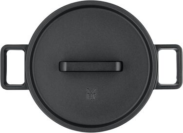 Жаровня WMF Flavour 24 см з чавуну, емальована, для індукції, чорна, з кришкою з конденсаційними виступами, сучасний дизайн