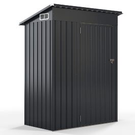Металевий садовий будиночок COSTWAY 150x90,5x185 см, 1,5 м³, з похилим дахом та дверями, замикається - сірий