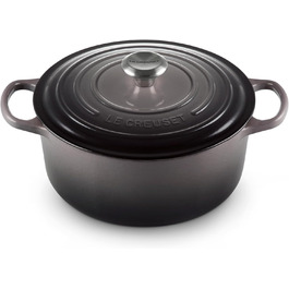 Чавунна каструля-брятер Le Creuset Signature з кришкою, кругла, 26 см, 5,3 л, для всіх плит та індукції, колір Flint