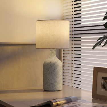 Настільна лампа з керамічною основою та лляним абажуром, 22x22x45 см, пісочний/бежевий