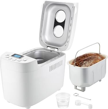 Хлібопічка UNOLD 68520 BACKMEISTER Big White, 1500 г, 15 програм, для безглютенового хліба, таймер, функція підігріву, LCD дисплей, біла