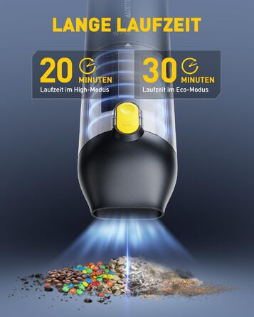 Ручний акумуляторний пилосос AUXITO для автомобіля, 24000Па, з функцією видування та всмоктування, антрацит