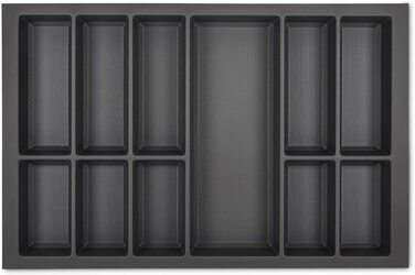 Вставка для столових приборів ORGA-BOX VII, базальтово-сіра, 726x474 мм, органайзер для кухонних ящиків, для корпусу 800 мм, Veriset, KH Schröder та інші кухні